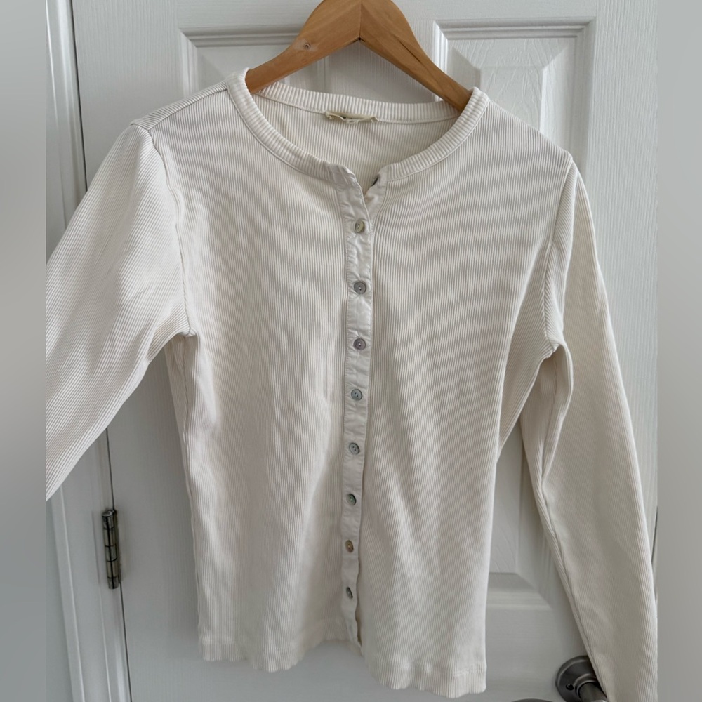 Madewell Vintage Ivory Ribbed Cardigan Tee